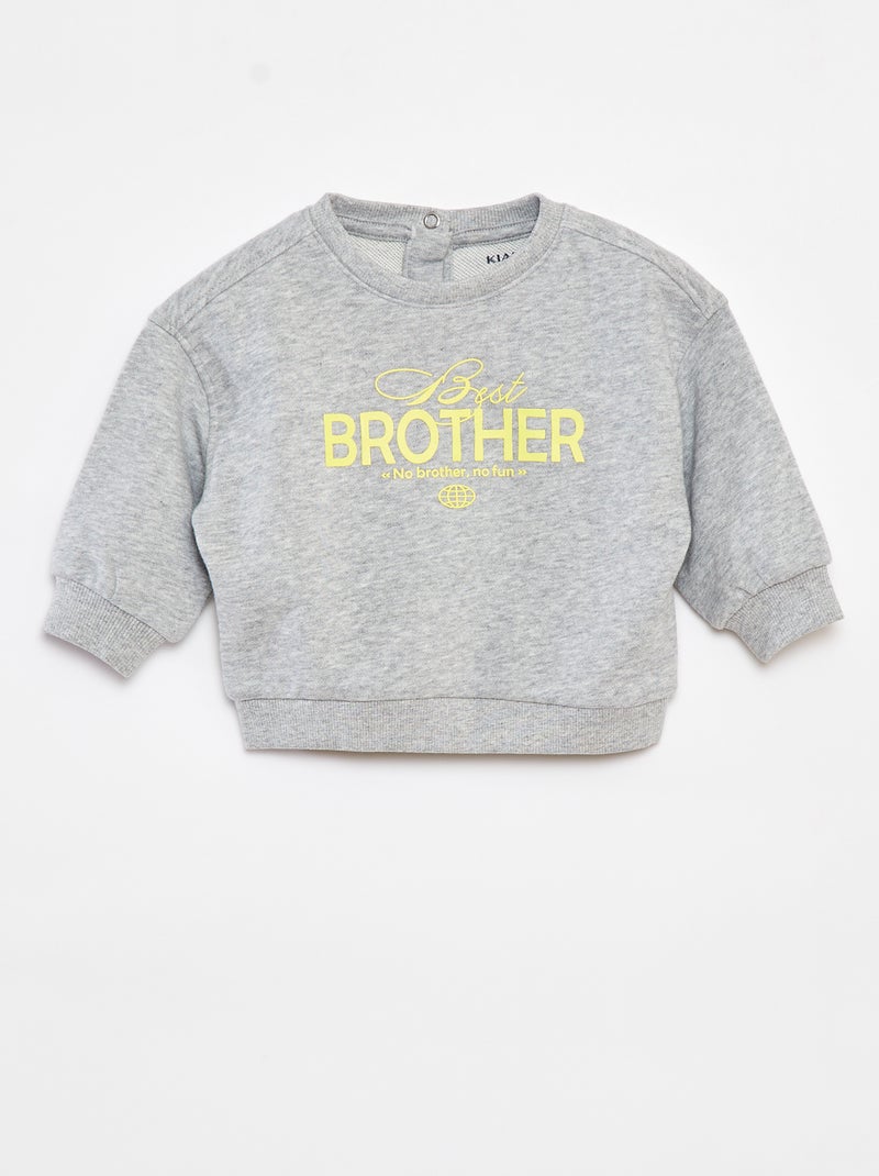 Sweater met opdruk 'Brother' GRIJS - Kiabi