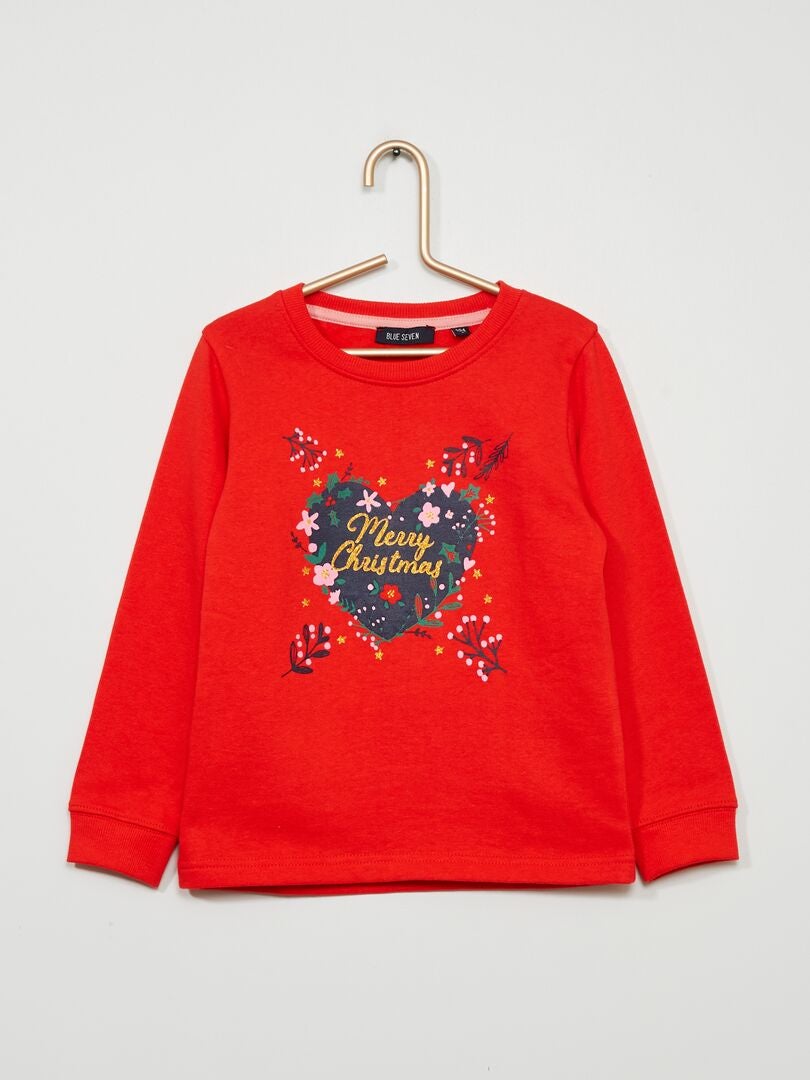 Sweater met opschrift 'Merry Christmas' rood - Kiabi