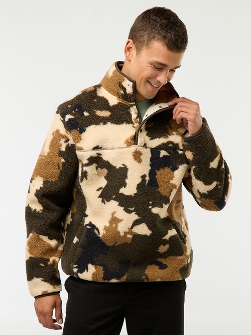 Sweater met opstaande drukknoopkraag - Kiabi