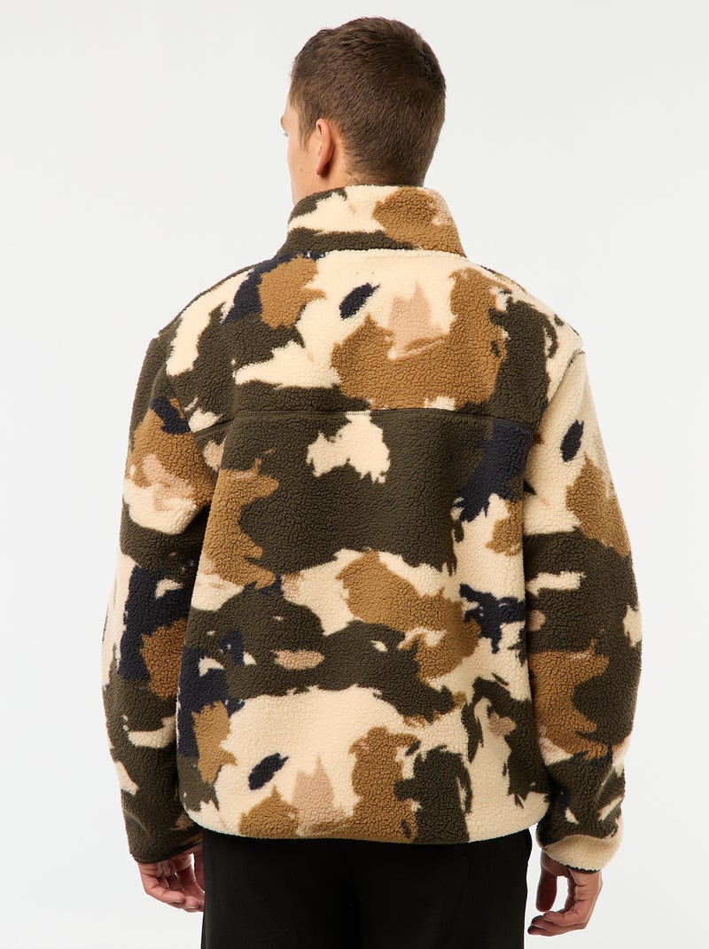 Sweater met opstaande drukknoopkraag Groen - Kiabi