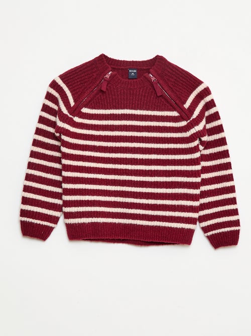Sweater met opstaande kraag en dubbele ritssluiting - gemakkelijk aan te trekken collectie - Kiabi