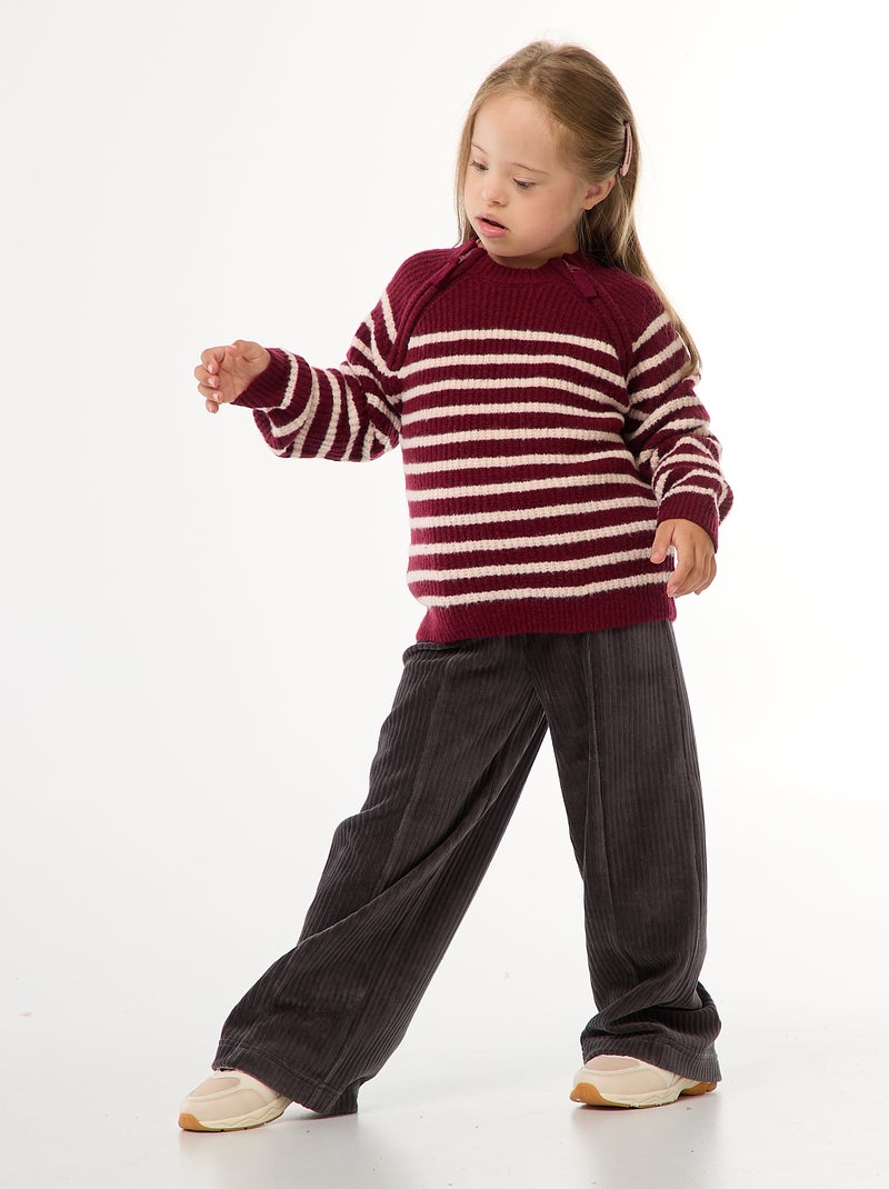 Sweater met opstaande kraag en dubbele ritssluiting - gemakkelijk aan te trekken collectie Rood - Kiabi