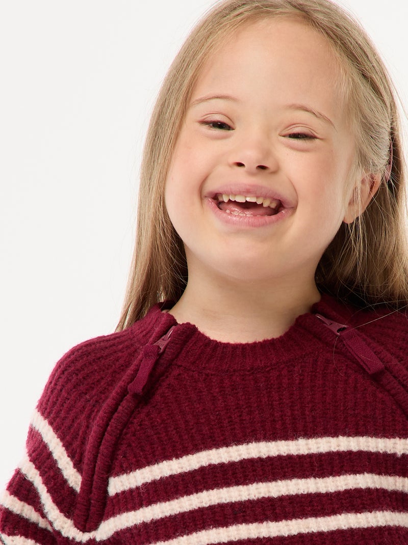 Sweater met opstaande kraag en dubbele ritssluiting - gemakkelijk aan te trekken collectie Rood - Kiabi