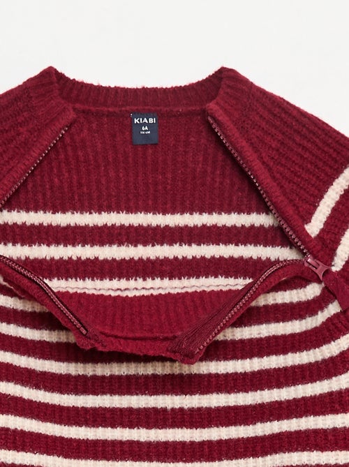 Sweater met opstaande kraag en dubbele ritssluiting - gemakkelijk aan te trekken collectie - Kiabi