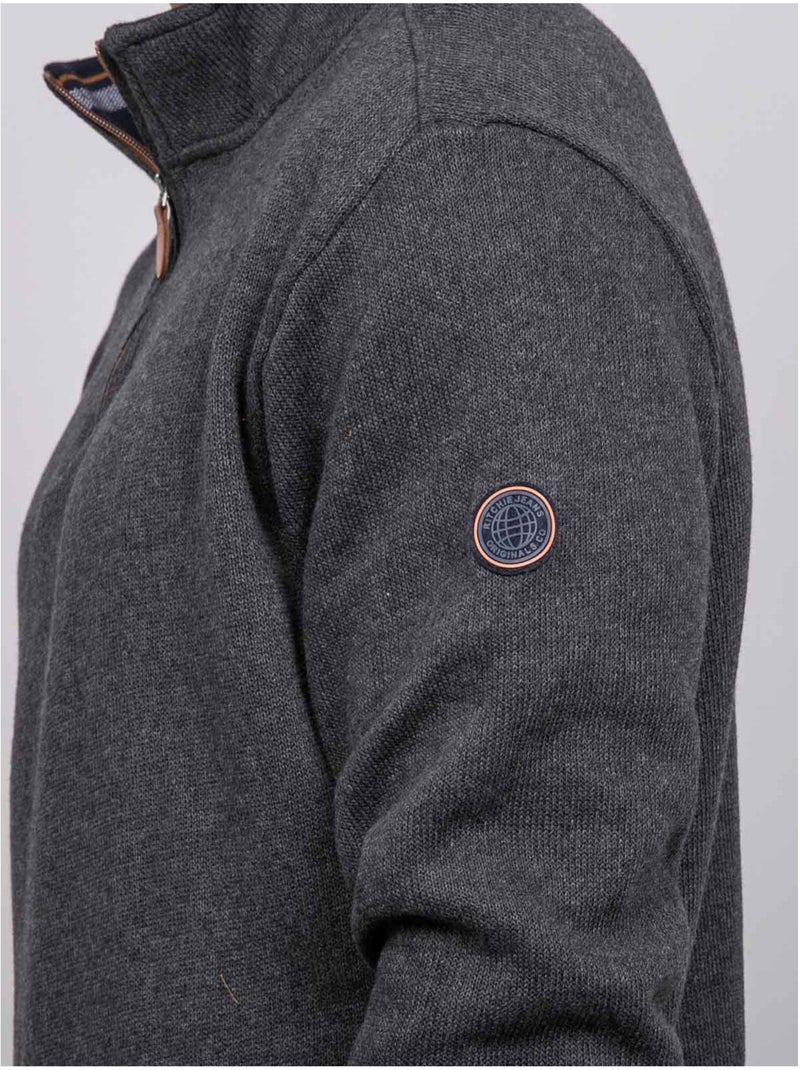 Sweater met opstaande kraag en rits wirubon Antracietgrijs - Kiabi