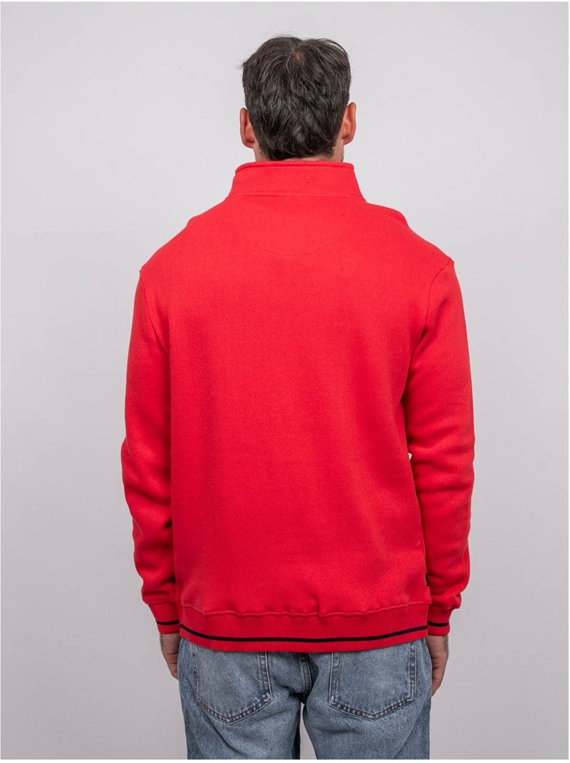 Sweater met opstaande kraag en rits wirubon Rood - Kiabi