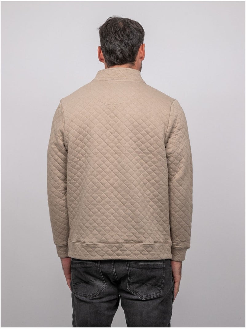 Sweater met opstaande kraag en rits woribou Beige - Kiabi