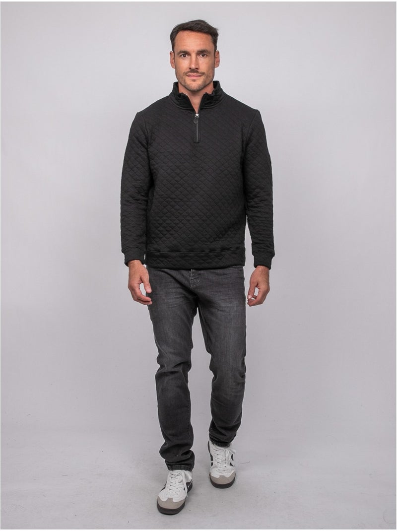 Sweater met opstaande kraag en rits woribou Zwart - Kiabi