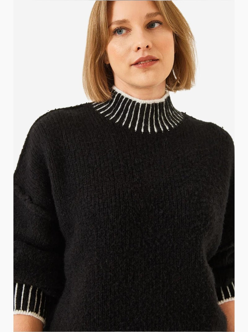 Sweater met patroon en col, loose fit lucci Zwart Wit - Kiabi