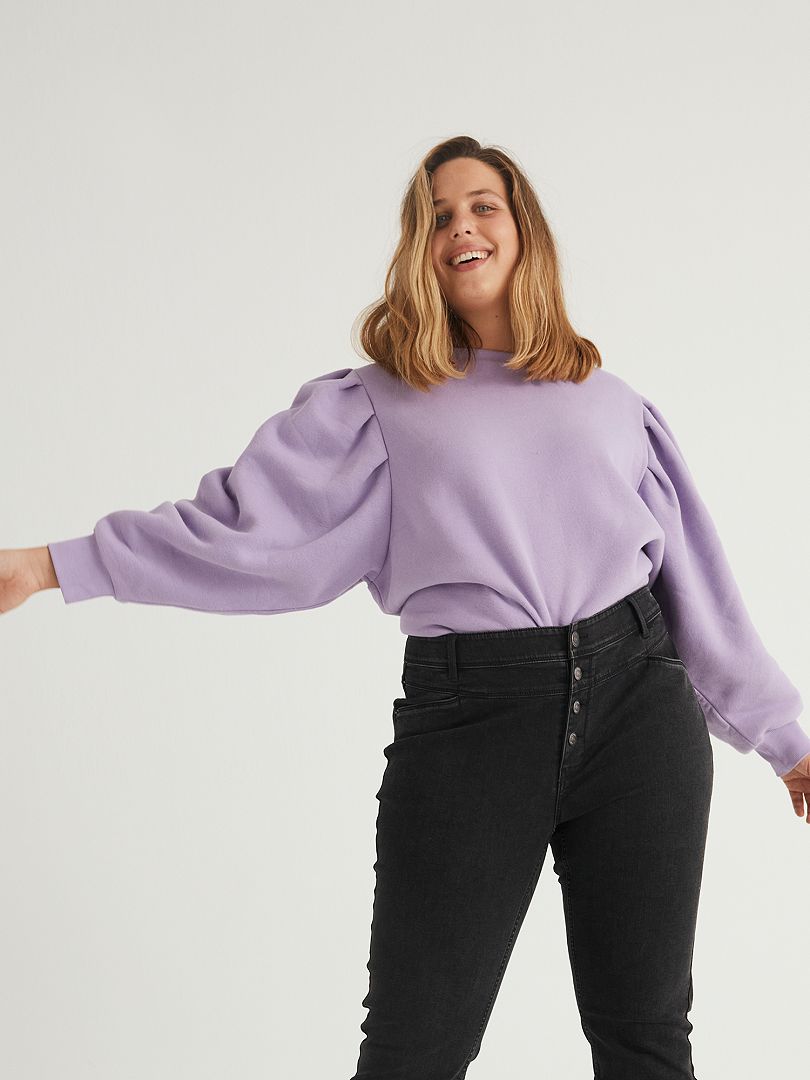 Sweater met pofmouwen paars - Kiabi