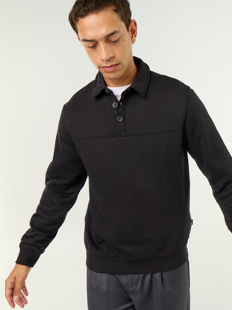 Sweater met polokraag van molleton Zwart - Kiabi