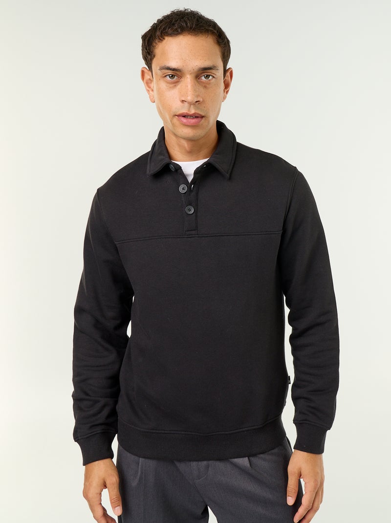 Sweater met polokraag van molleton Zwart - Kiabi