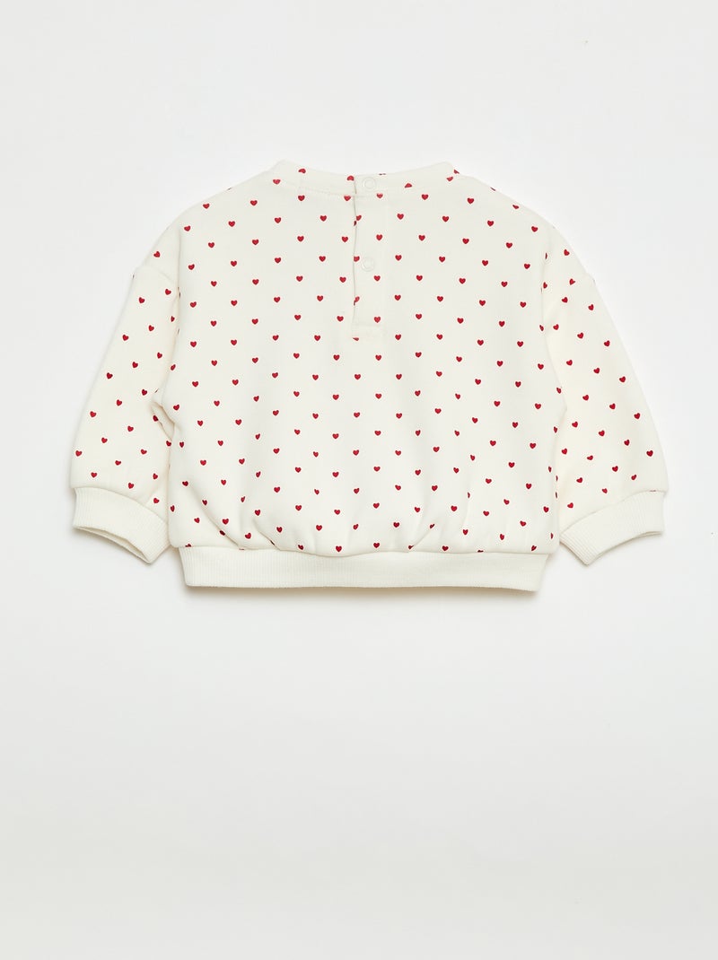 Sweater met print en ronde hals Biege - Kiabi