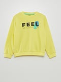 Sweater met print en ronde hals GEEL - Kiabi