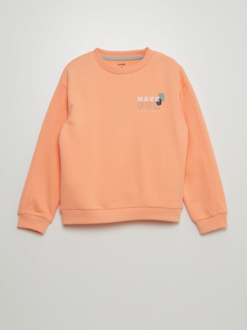 Sweater met print en ronde hals ORANJE - Kiabi