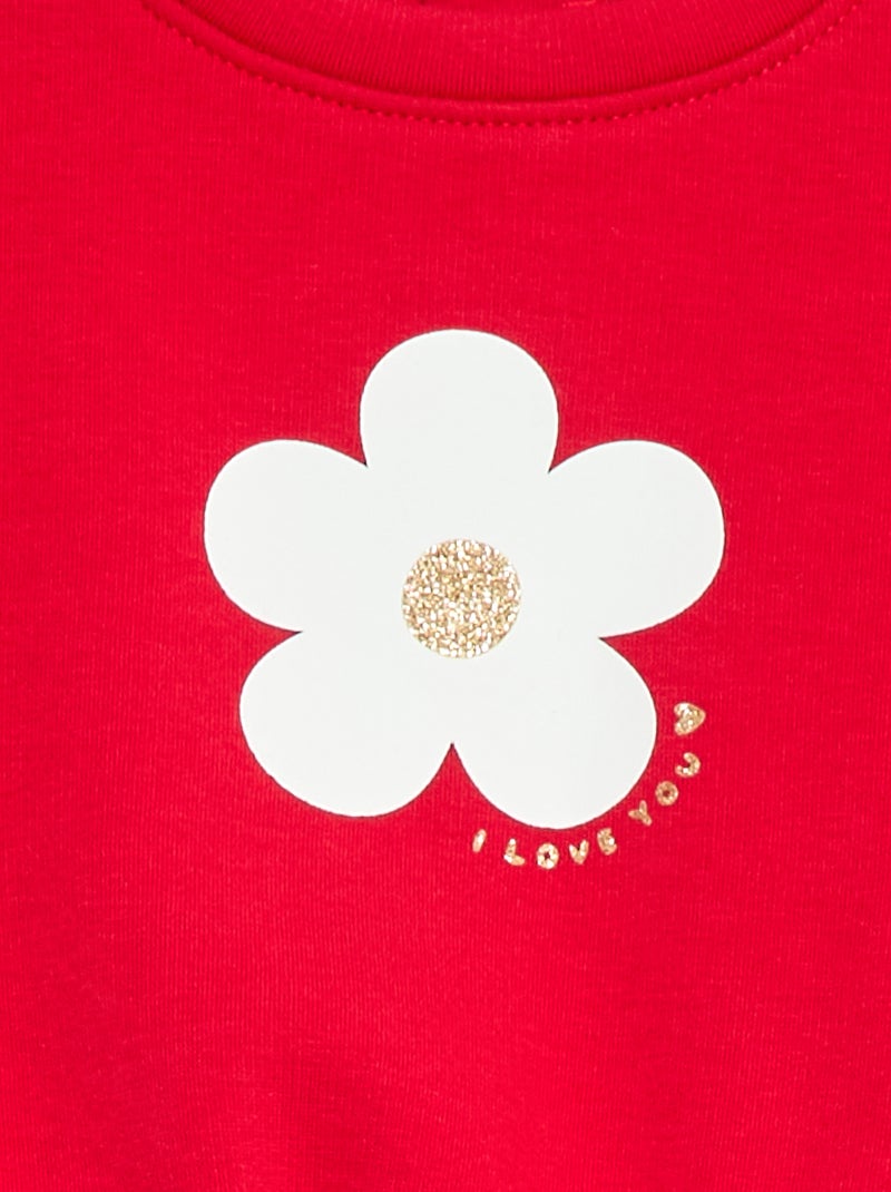 Sweater met print en ronde hals Rood - Kiabi