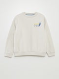 Sweater met print en ronde hals WIT - Kiabi