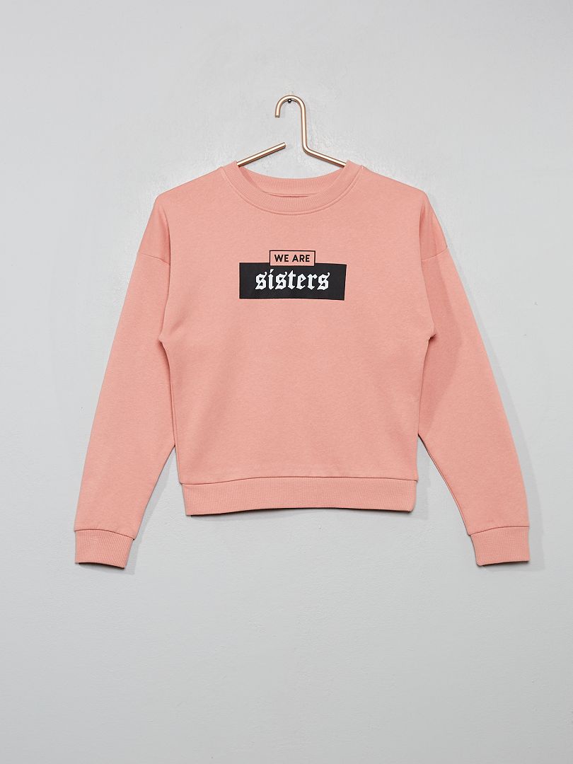 Sweater met print ‘sisters’ roze - Kiabi