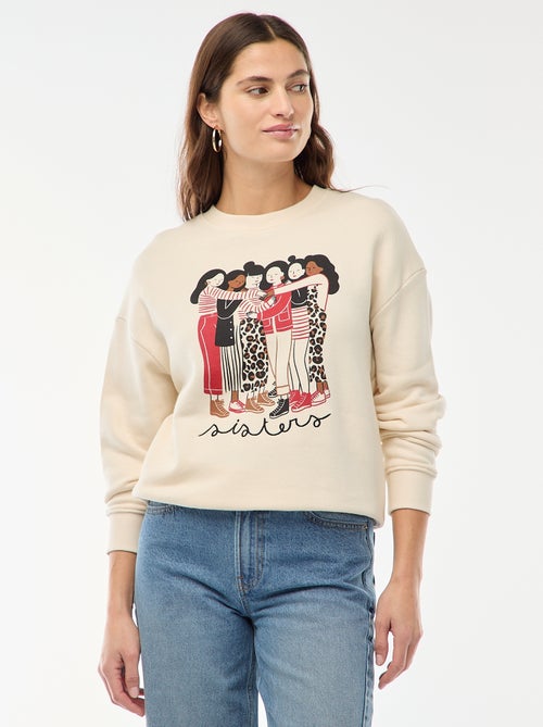 Sweater met print van lichte molton 'Agathe Sorlet x Kiabi' - Kiabi