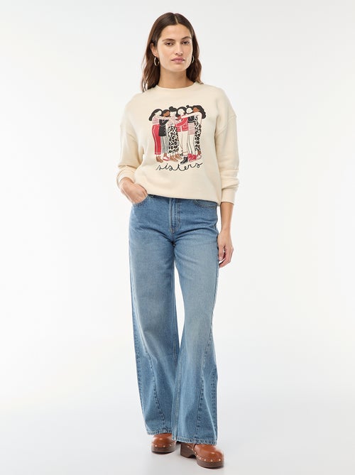 Sweater met print van lichte molton 'Agathe Sorlet x Kiabi' - Kiabi