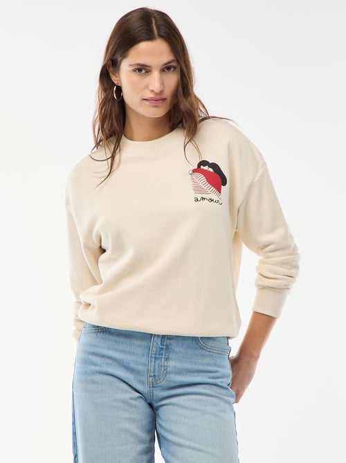 Sweater met print van lichte molton 'Agathe Sorlet x Kiabi' - Kiabi