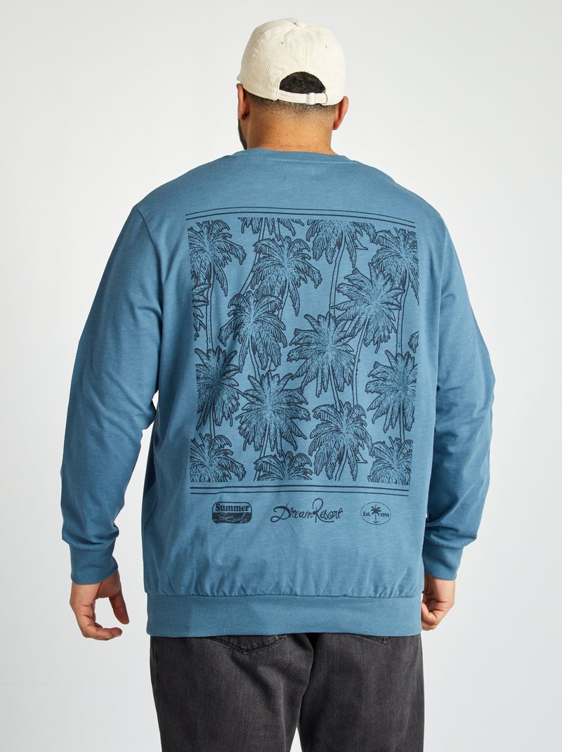 Sweater met print voor/achter BLAUW - Kiabi