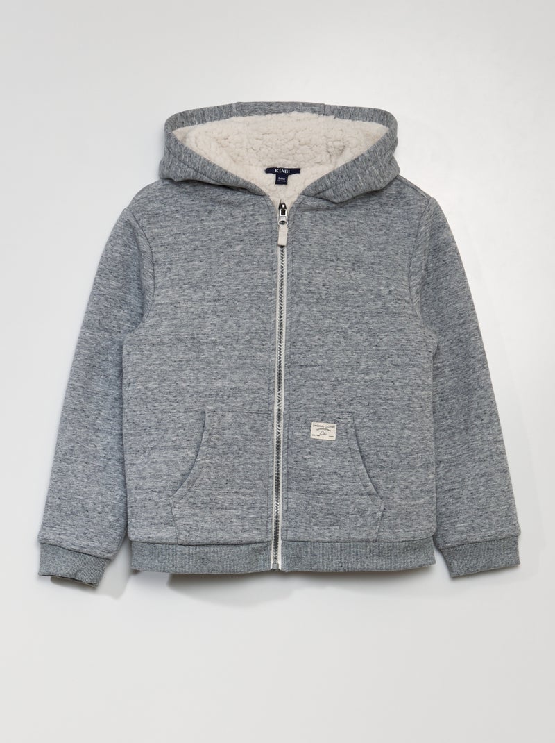 Sweater met rits en capuchon GRIJS - Kiabi