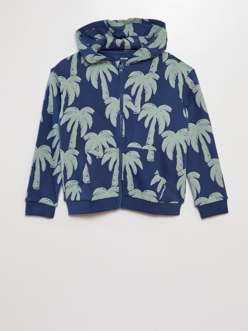 Sweater met rits en capuchon met motiefje - Kiabi