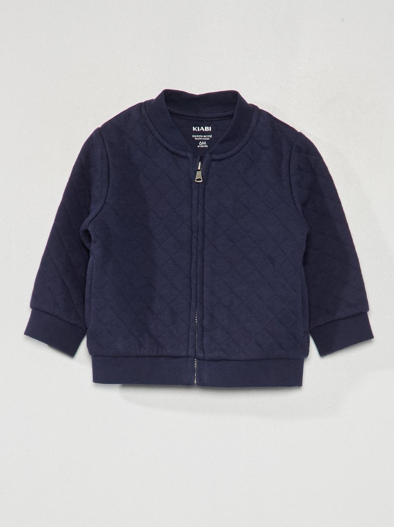 Sweater met rits en gewatteerd effect blauw - Kiabi