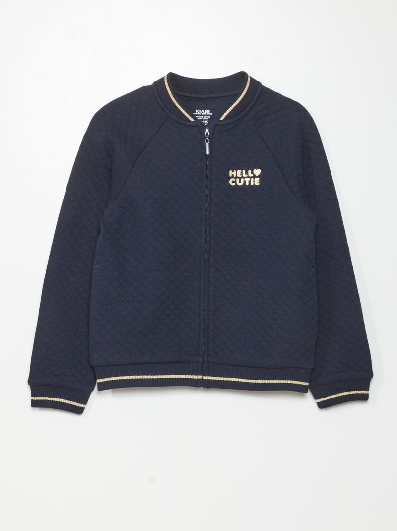 Sweater met rits en gewatteerd effect BLAUW - Kiabi