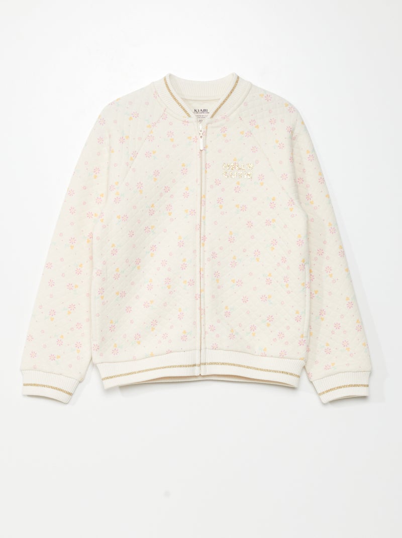 Sweater met rits en gewatteerd effect WIT - Kiabi