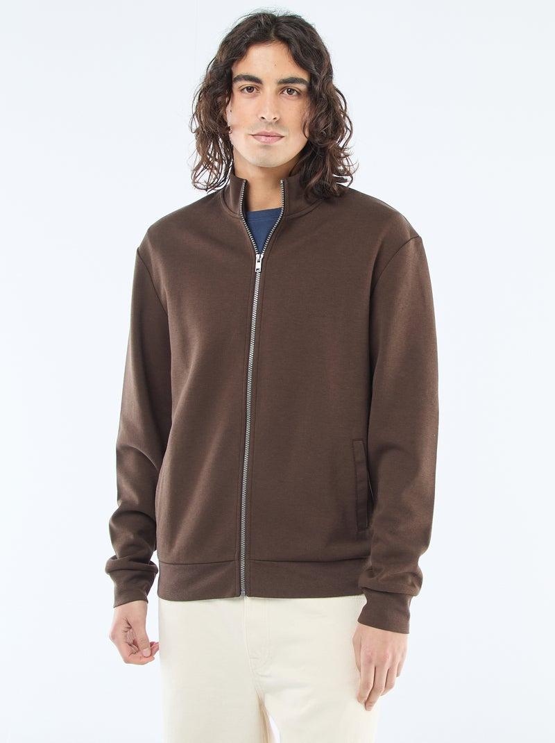 Sweater met rits en opstaande kraag Bruin - Kiabi