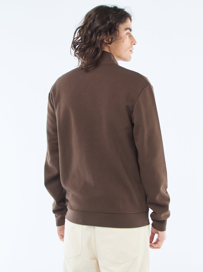 Sweater met rits en opstaande kraag Bruin - Kiabi