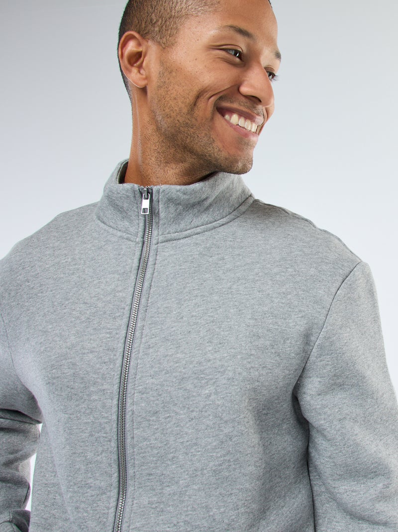 Sweater met rits en opstaande kraag Grijs - Kiabi