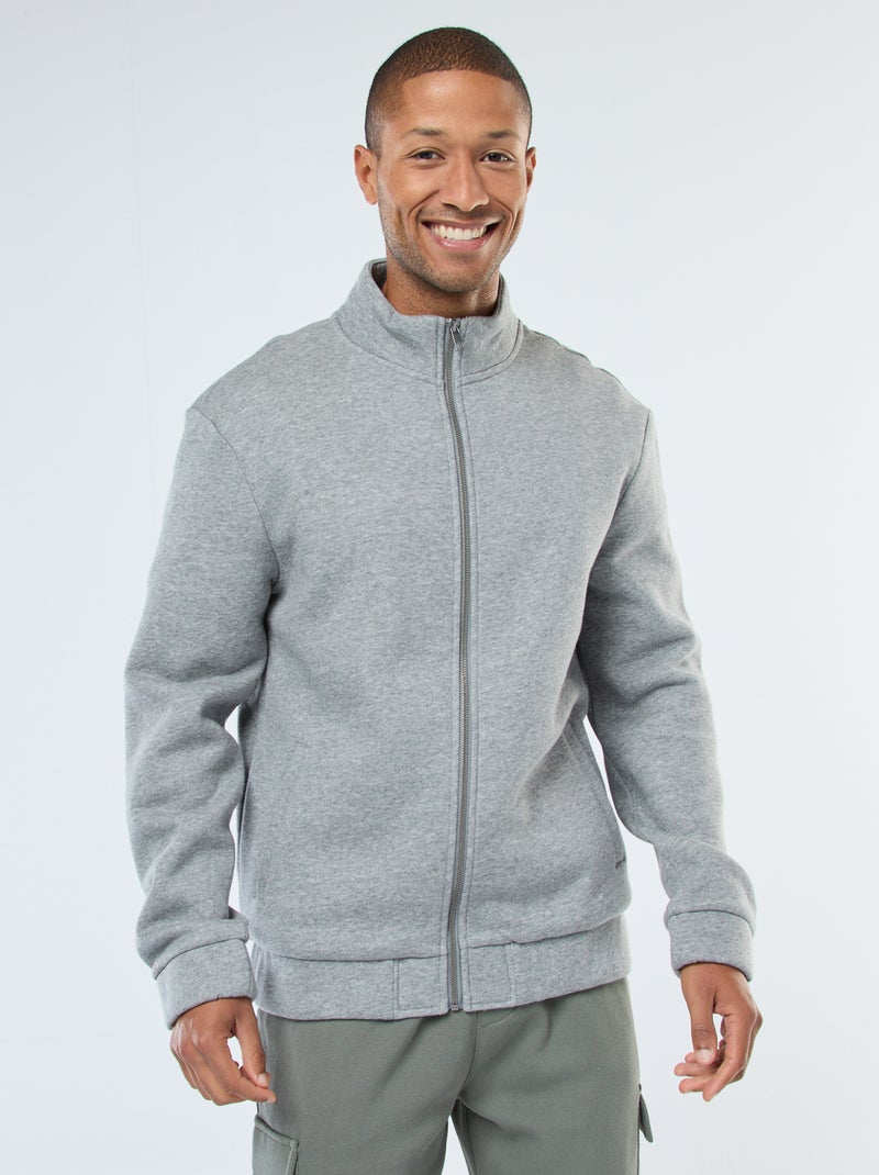 Sweater met rits en opstaande kraag Grijs - Kiabi