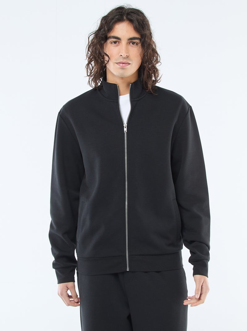 Sweater met rits en opstaande kraag Zwart - Kiabi