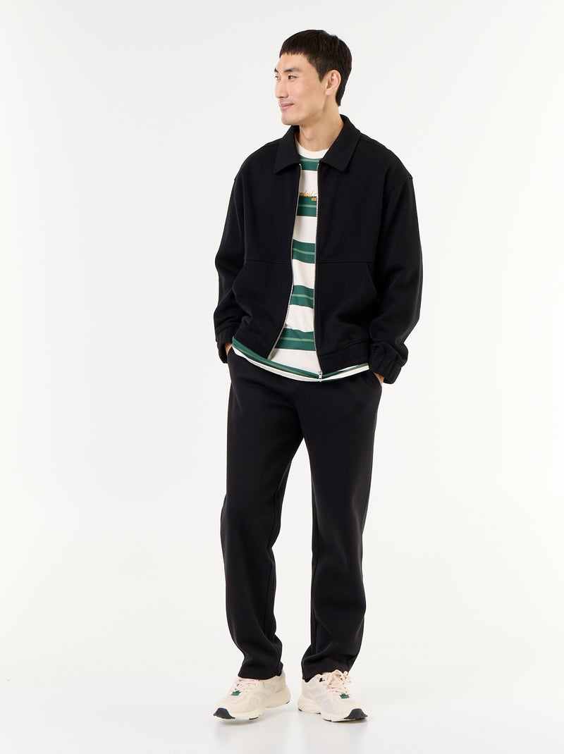 Sweater met rits en overhemdkraag Zwart - Kiabi