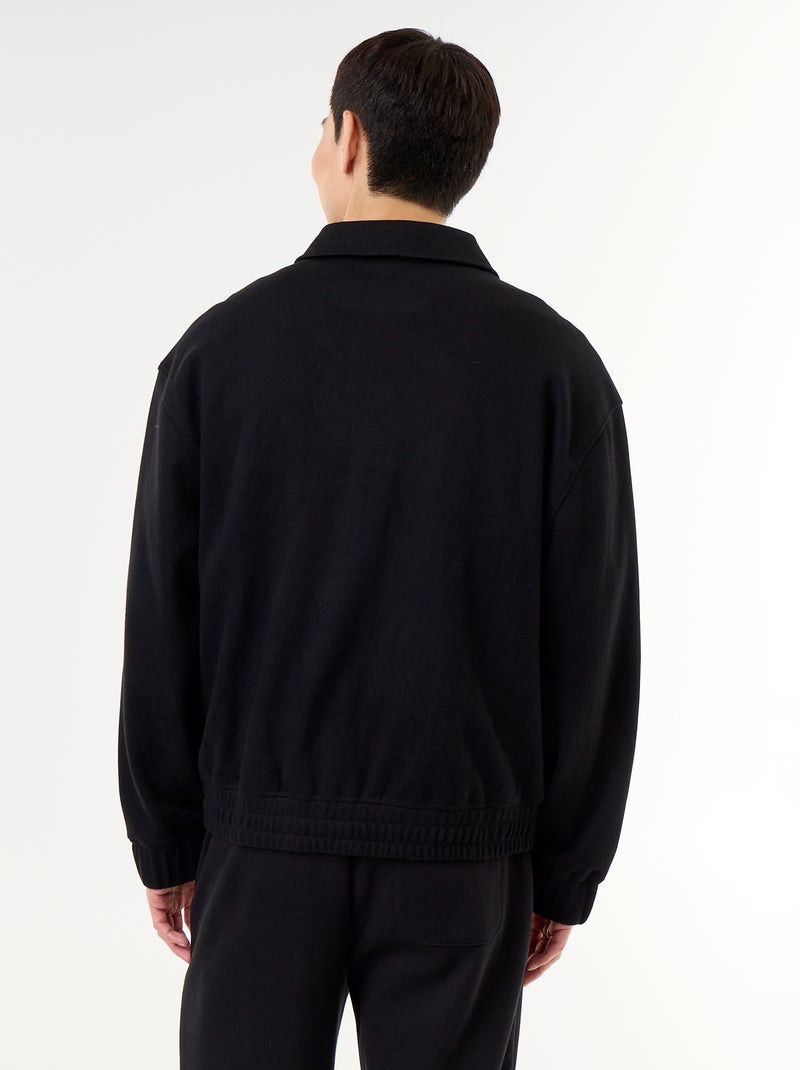 Sweater met rits en overhemdkraag Zwart - Kiabi