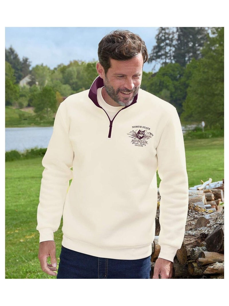 Sweater met rits North State - ATLAS FOR MEN Ecru - Kiabi