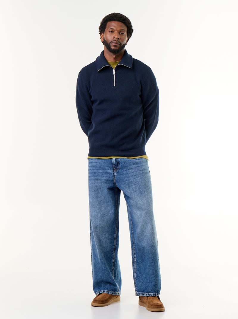 Sweater met ritskraag Blauw - Kiabi