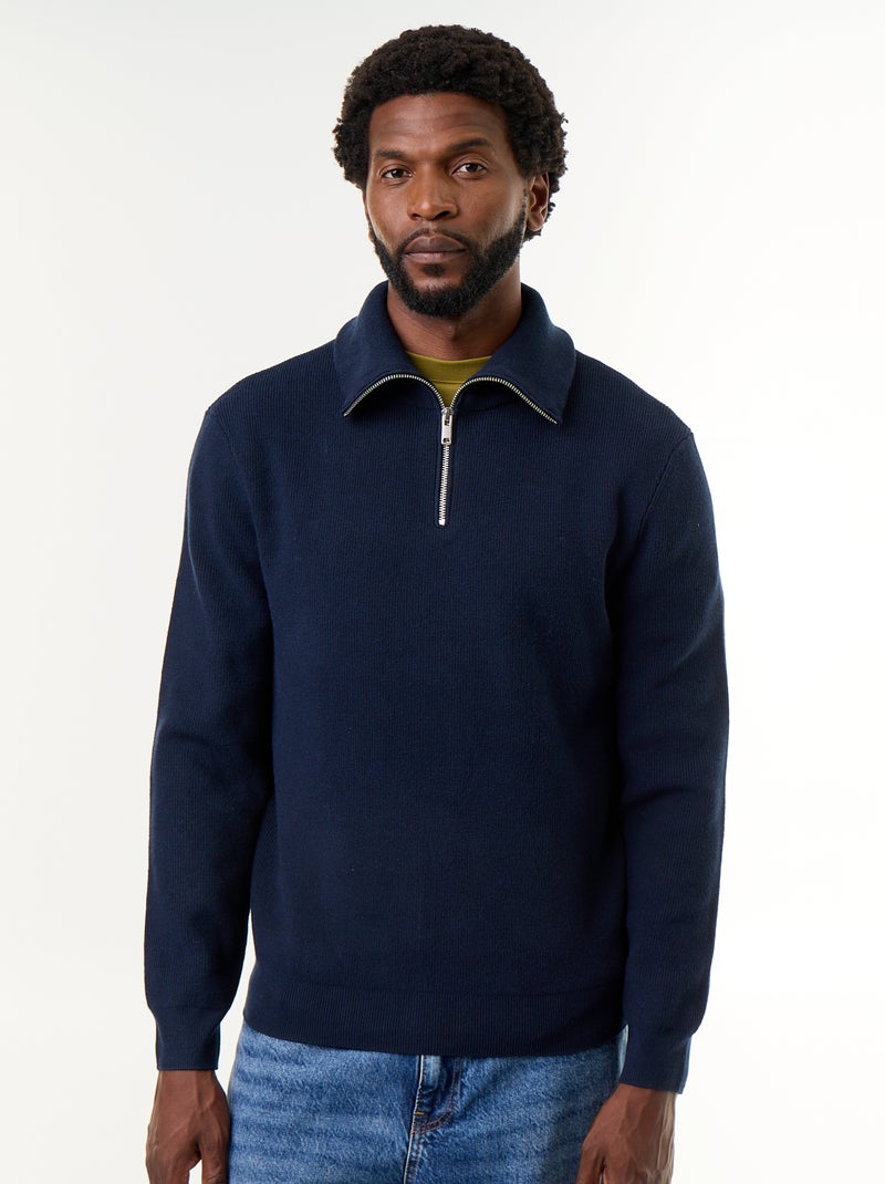 Sweater met ritskraag Blauw - Kiabi