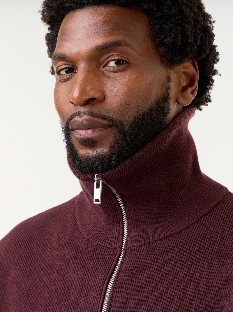 Sweater met ritskraag Rood - Kiabi