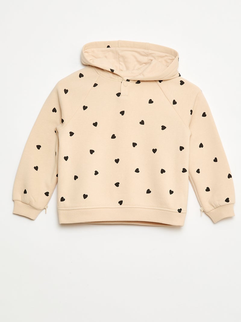 Sweater met ritsopeningen aan de zijkanten - gemakkelijk aan te trekken collectie Biege - Kiabi