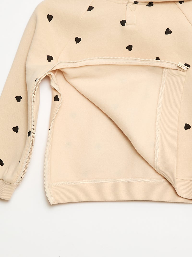 Sweater met ritsopeningen aan de zijkanten - gemakkelijk aan te trekken collectie Biege - Kiabi