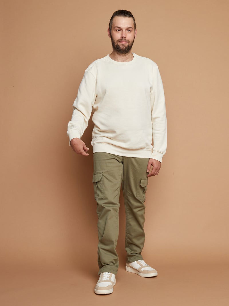 Sweater met ronde hals - gemakkelijk aan te trekken collectie WIT - Kiabi