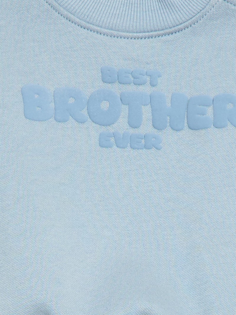 Sweater met ronde hals brother and sister Blauw - Kiabi