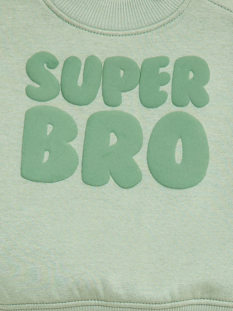 Sweater met ronde hals brother and sister Groen - Kiabi