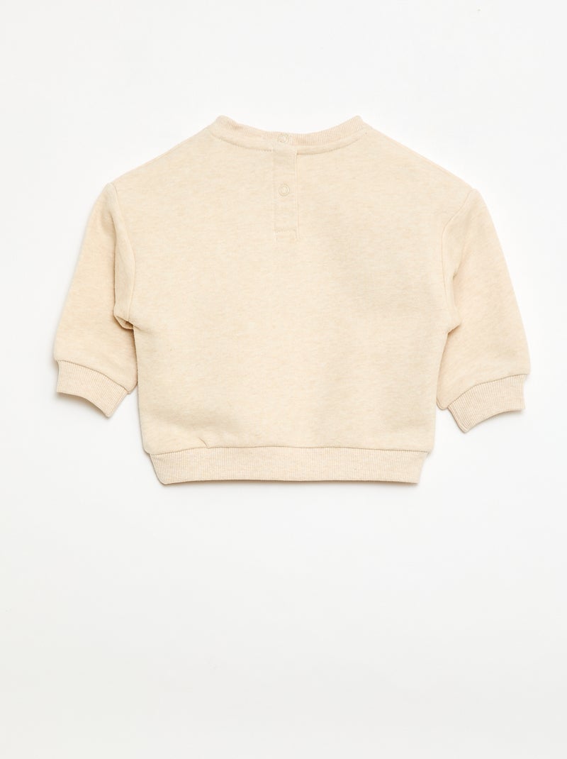 Sweater met ronde hals en opgestikte zak Biege - Kiabi