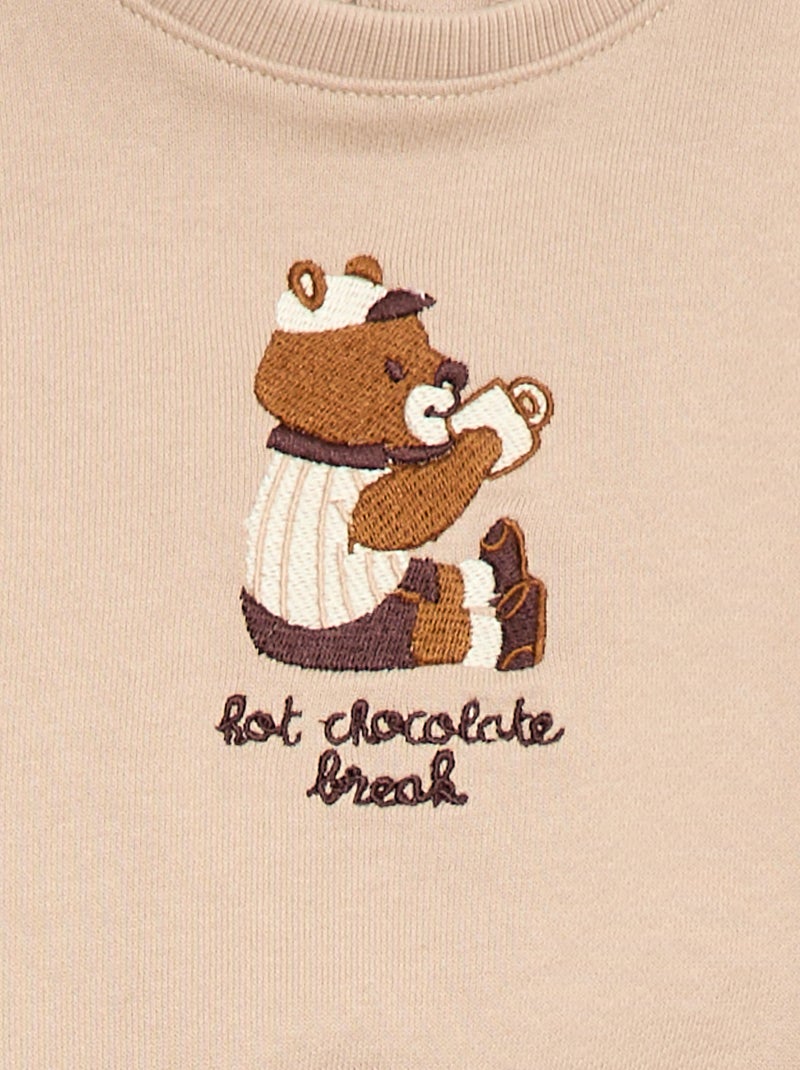 Sweater met ronde hals en opgestikte zak Biege - Kiabi