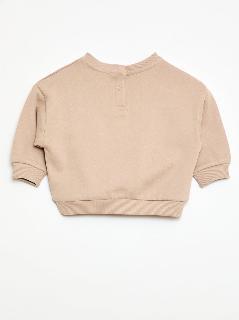 Sweater met ronde hals en opgestikte zak Biege - Kiabi